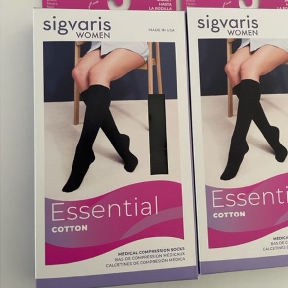 Sigvaris Women's Knee High Black 20-30mmHg Compression Socks. Two pairs.Size LS - Picture 2 of 9